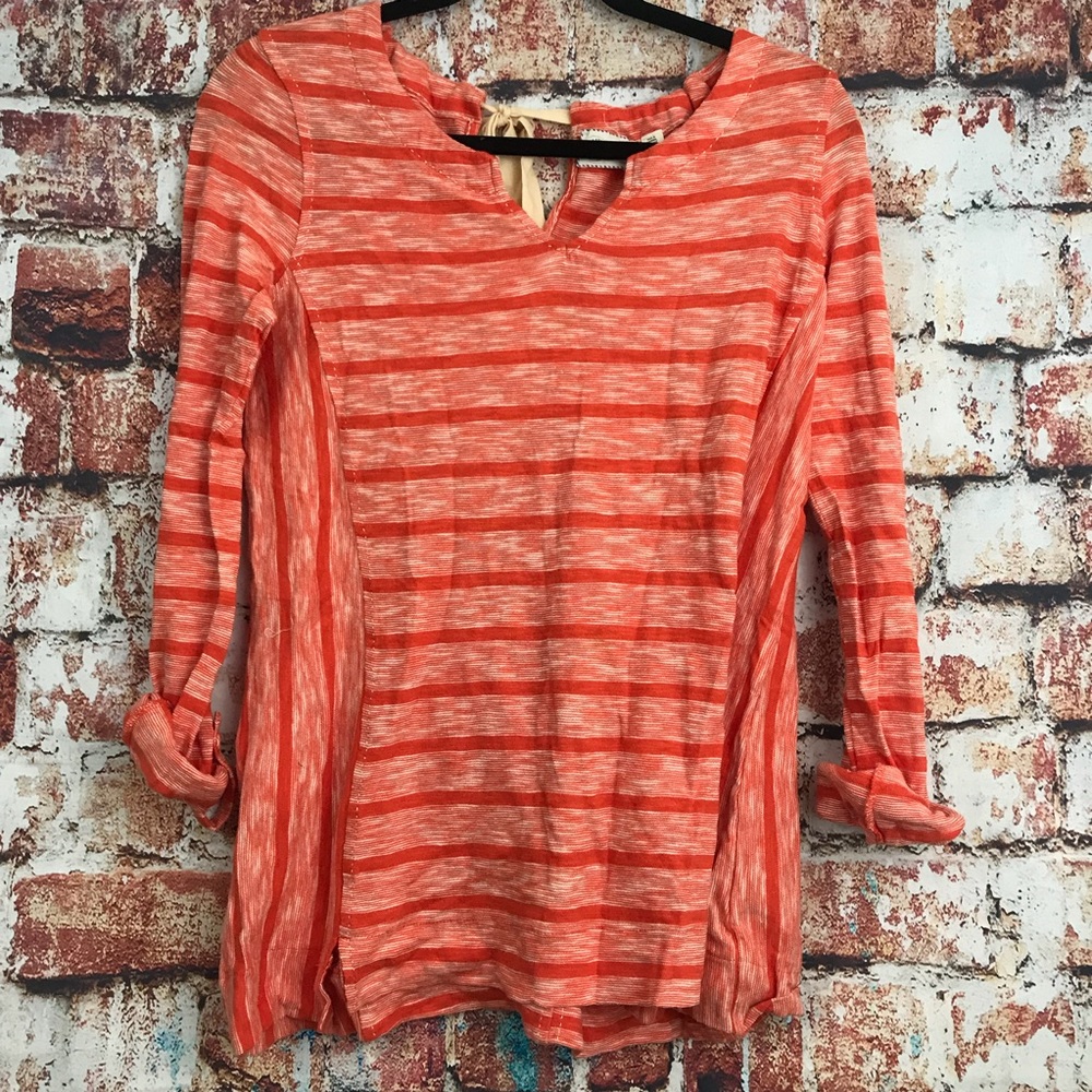Anthropologie postmark Striped Orange long sleeve